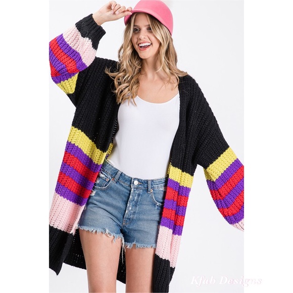 ❤️LAST 1! Striped Bubble Sleeve Sweater Cardigan! - Picture 6 of 10